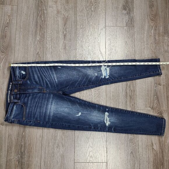 American Eagle Outfitters Blue Highest Rise Skinny Distressed Jegging Size 4 - Picture 15 of 16